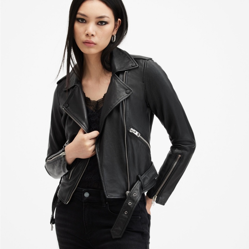 AllSaints Balfern Black Leather Biker Jacket
